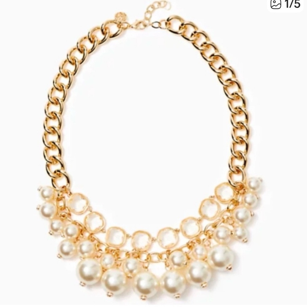 Lilly Pulitzer Gold and Pearl Statement Necklace